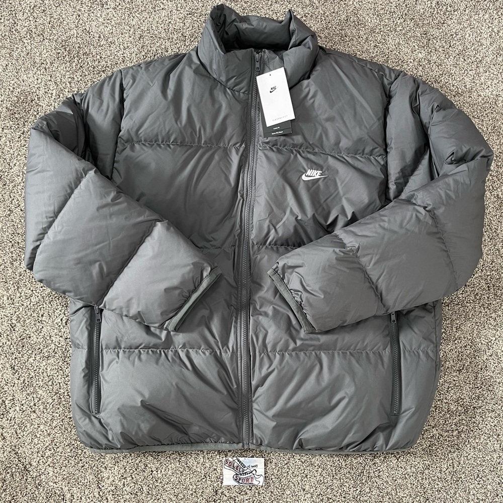 New Nike Therma Fit Windrunner Puffer Jacket Down Fill Coat Grey Mens S - XXL